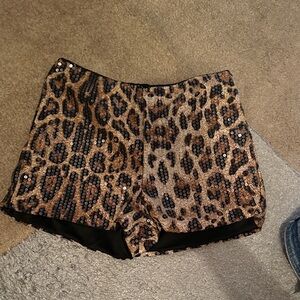 Leopard Print Sequin Women's Shorts